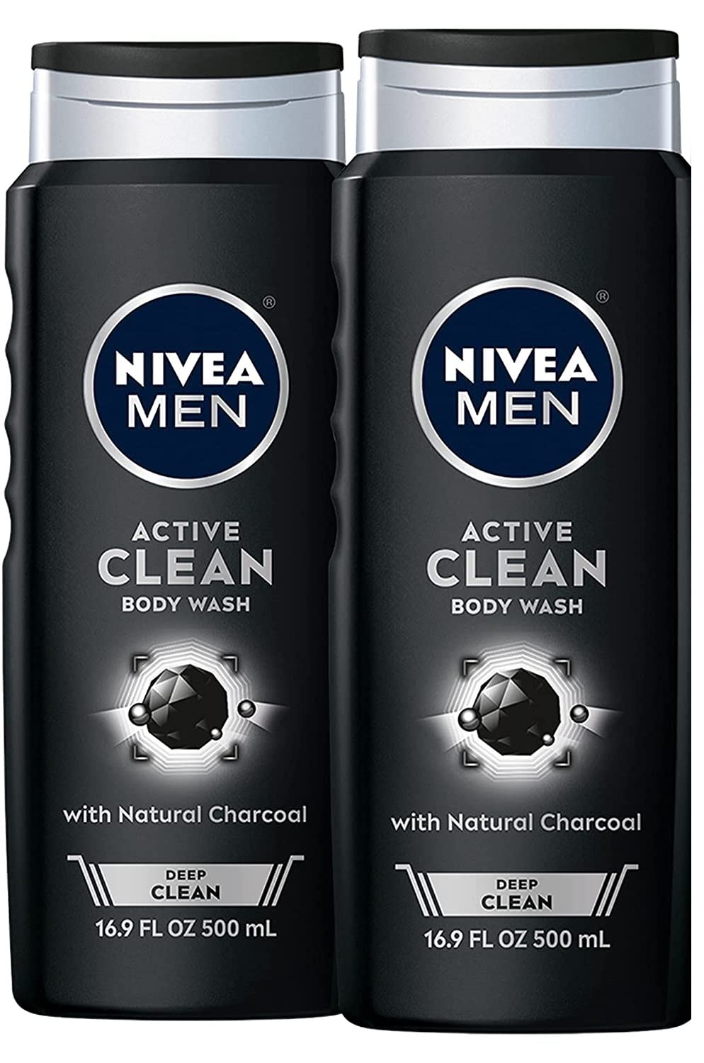 Nivea Men DEEP Active Clean Charcoal Body Wash, Cleansing Body Wash with Natural Charcoal, 2 Pack of 16.9 Fl Oz Bottles Beauty & Personal Care NIVEA MEN