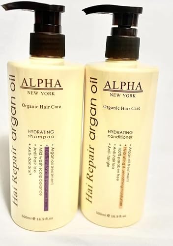 Alpha New York Moroccan Argan Oil Shampoo and Conditioner Set, 16.9 fl oz, Hydrating Hair Care Beauty & Personal Care ALPHA NEW YORK