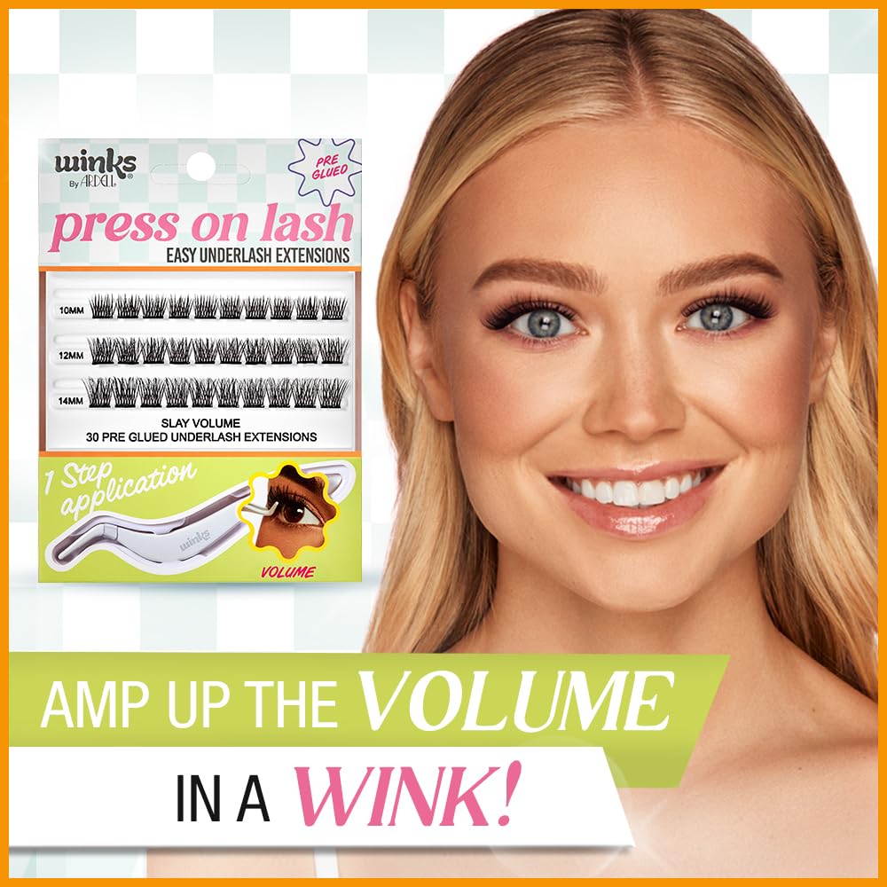 Ardell Winks Press On Eyelash Extensions, Volume - DIY Clusters, 30 Individual Lashes, Natural Look with Applicator, 1 Pack