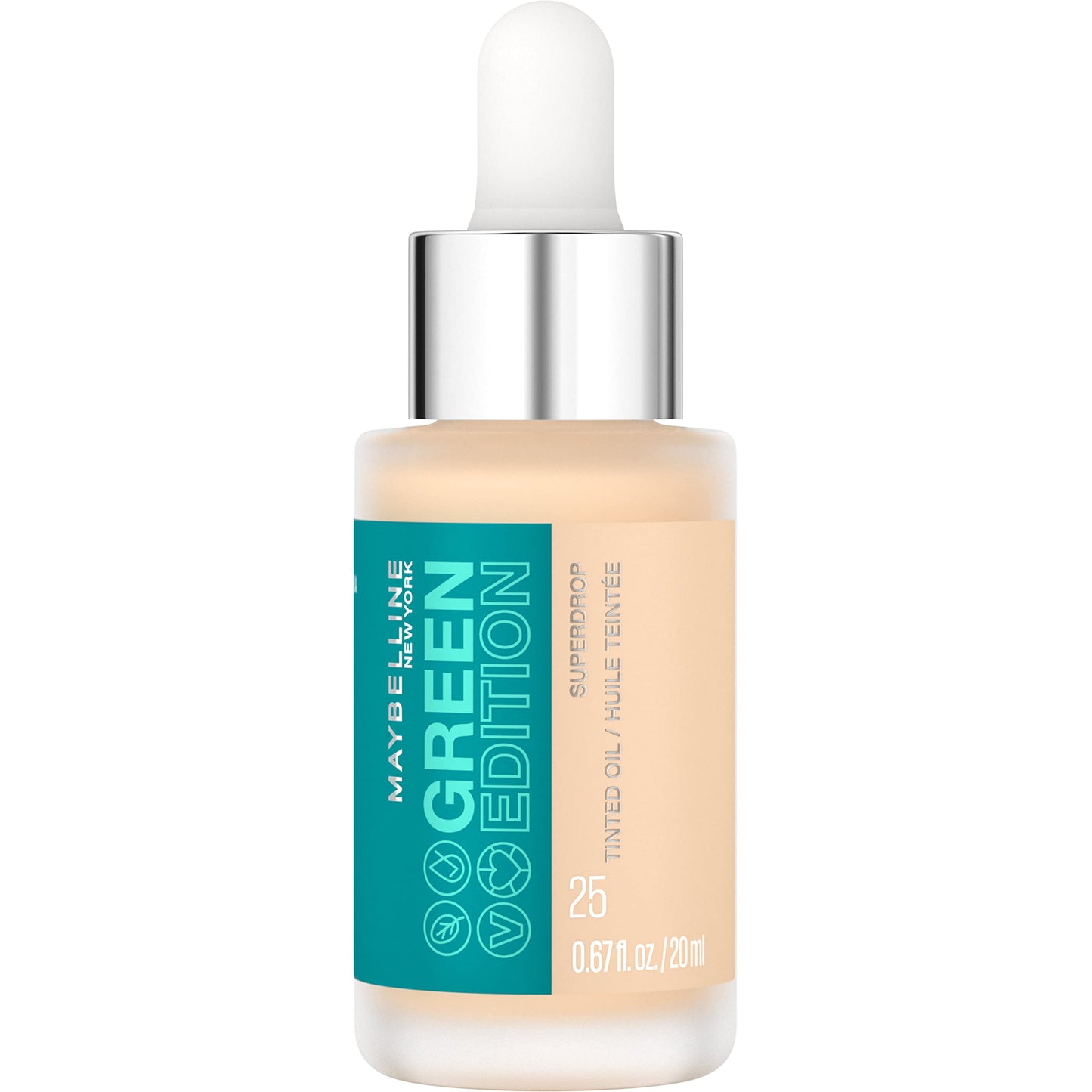 Maybelline Green Edition Superdrop Tinted Oil Base Makeup, Adjustable Natural Coverage Foundation Formulated With Jojoba & Marula Oil, 25, 1 Count Beauty & Personal Care MAYBELLINE