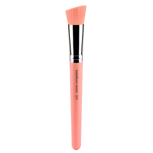 Bdellium Tools Professional Makeup Brush - Pink Bambu Series 956 Slanted Precision Kabuki - With Soft Synthetic Fibers, For Perfect Complexion (Pink
