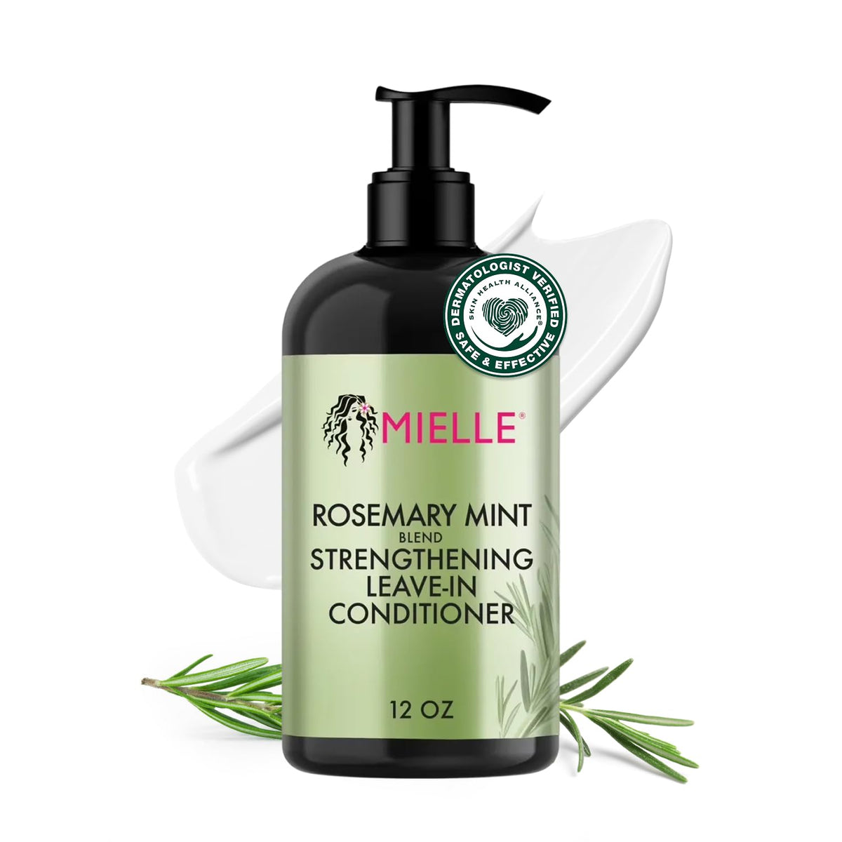 Mielle Organics Rosemary Mint Strengthening Leave In Conditioner for Curly Hair - Hydrating Hair Moisturizer Infused with Biotin to Soften, Protect &