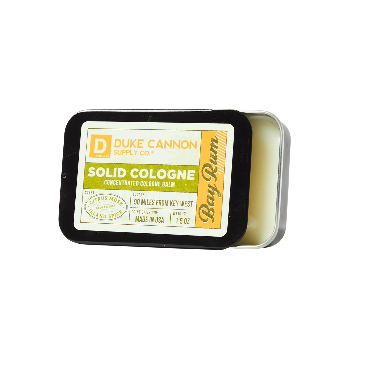 Duke Cannon Supply Co. Solid Cologne for Men Bay Rum (Citrus Musk, Cedarwood, Island Spice) - Concentrated Balm, Travel-Friendly Convenient Tin, 1.5 Beauty & Personal Care Duke Cannon Supply Co.