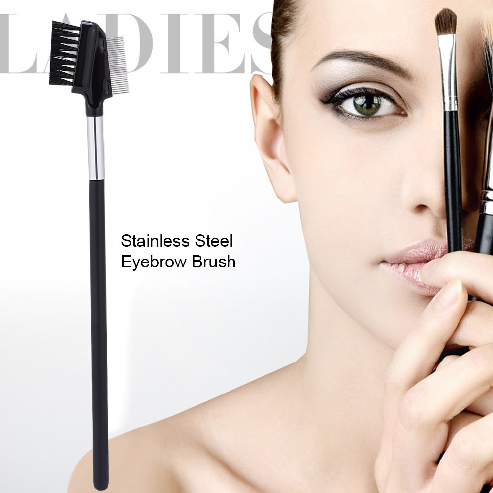 Eyebrow Brush, Stainless Steel Eyebrow Eyelash Comb Brush Eyelash Extension Cosmetic Makeup Tool Eyebrow Eyelash for Women, Portable Eye Brow Lash Beauty & Personal Care Estink
