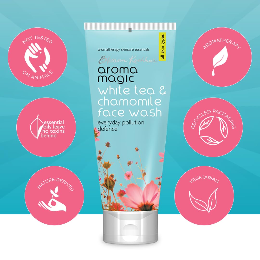 Aroma Magic White Tea & Chamomile Face Wash | Free Radical Damage Protection | Reduces Signs of Aging | Refreshing & Soothing | for All Skin Types | Beauty & Personal Care Aroma Magic