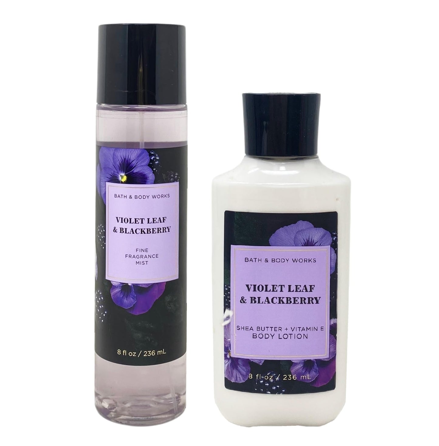 Bath & Body Works Violet Leaf & Blackberry 2 Piece Bundle - Fragrance Mist and Body Lotion - Full Size Beauty and Personal Care Bath & Body Works