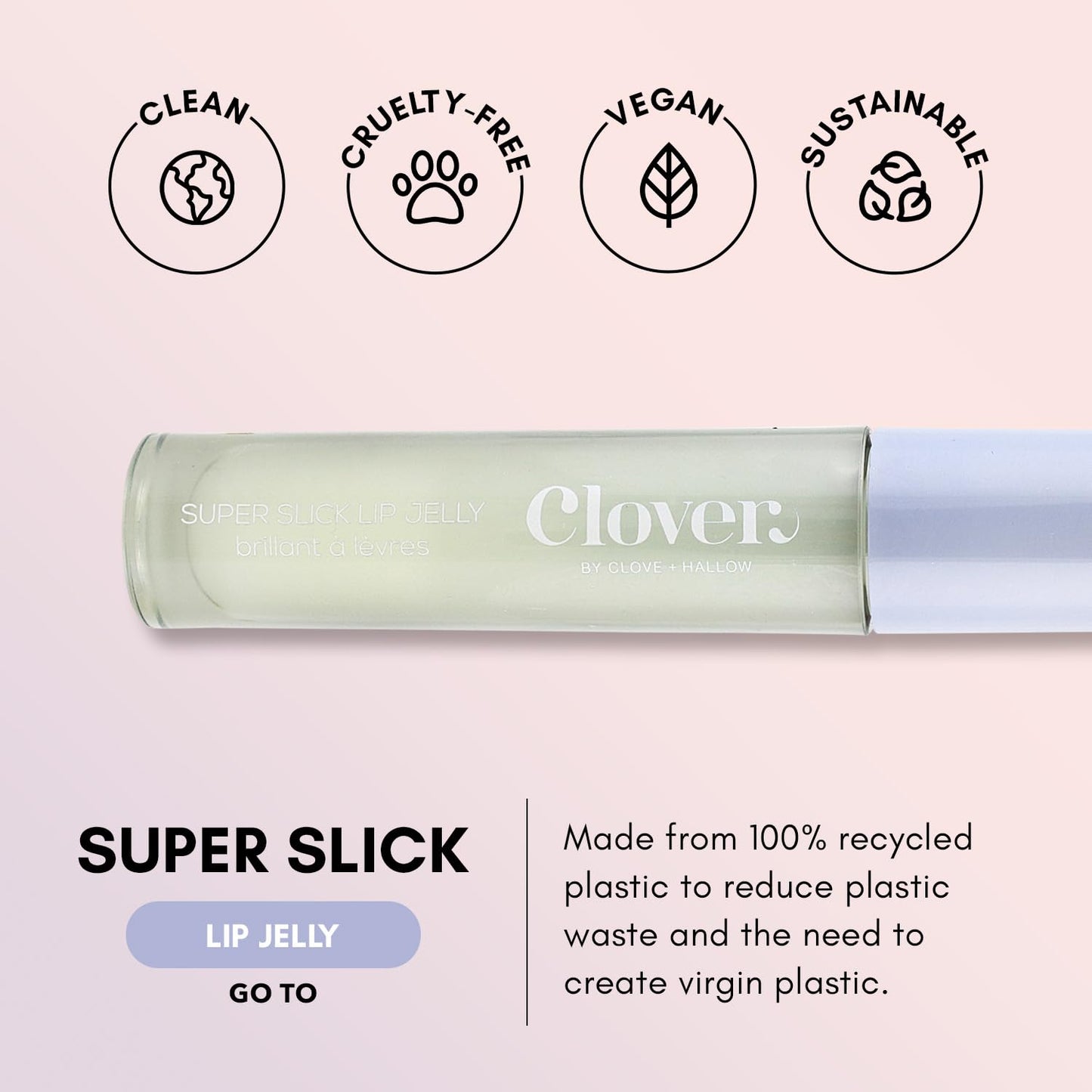 Clover Super Slick Lip Gloss | Non Sticky Lip Jelly, Moisturizing And Hydrating Pigmented Lip Gloss | Cruelty-Free & Vegan Lip Makeup | Shade - Go To Beauty & Personal Care Clover