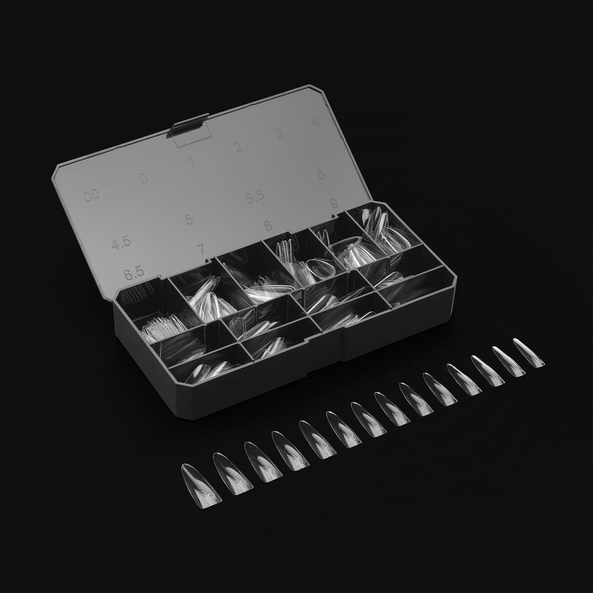 Aprés Gel-X® Almond Box of Nail Tips | 280 Gel-X Tips, Soft Tips, 14 Sizes 00-9 | Half-sizes Included (Sculpted Almond Extra Long, 280 Count)