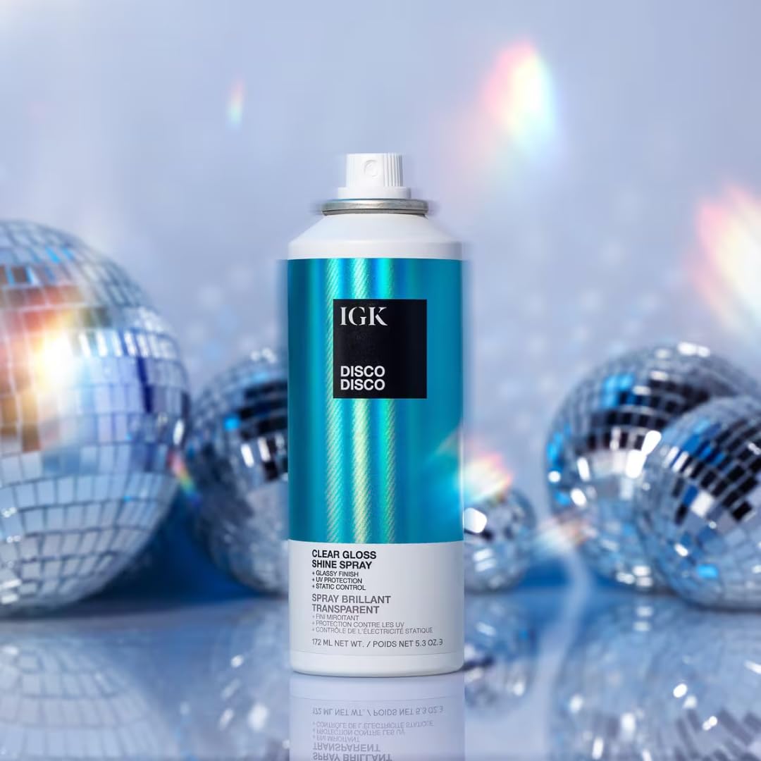 IGK Disco Disco Clear Gloss Shine Spray | Travel Size | Lightweight, High-Shine Finishing Hair Spray | Set of 2 (2.1 Fl Oz) Beauty & Personal Care IGK