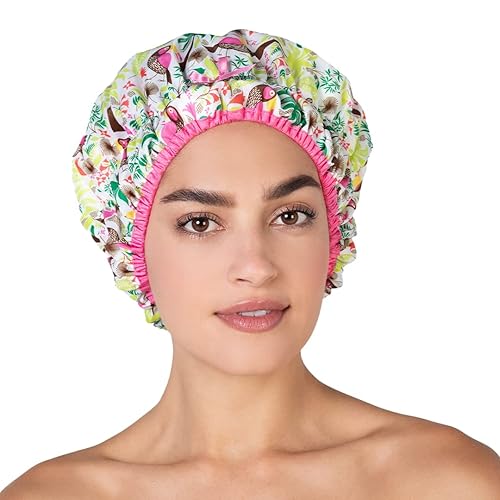 Reusable Bath & Shower Cap Lined, Oversized Waterproof Shower Caps Large Designed for all Hair Lengths with PEVA Lining & Elastic Band Stretch Hem Beauty & Personal Care Betty Dain