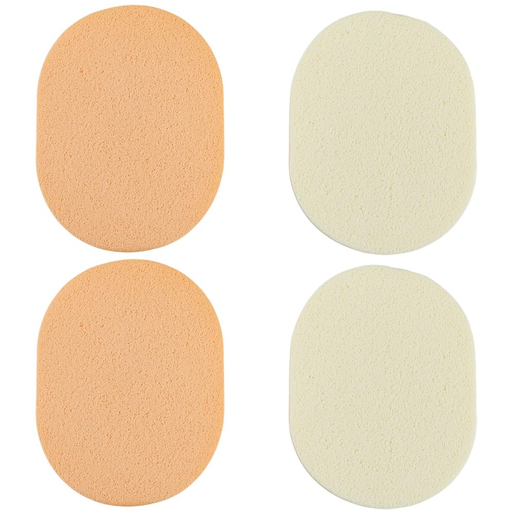 GORGECRAFT 4Pcs Face Washing Sponges Reusable Make-Up Remover Sponges Oval Facial Cleansing Sponge 2 Colors Make Up Sponges for Foundation Daily Beauty and Personal Care GORGECRAFT