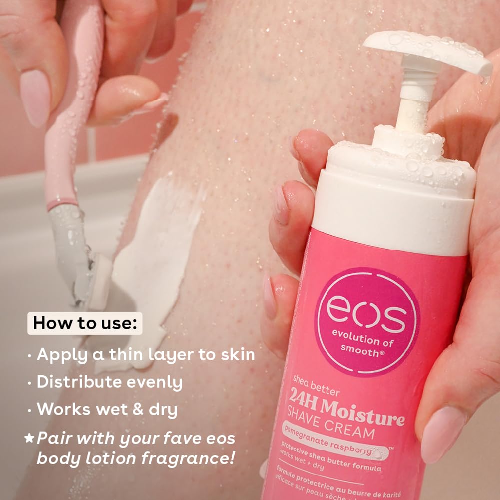 eos Shea Better Shaving Cream for Women- Pomegranate Raspberry, 24-Hour Hydration, Skin Care & Lotion with Shea Butter, 7 fl oz, 3-Pack Beauty and Personal Care eos