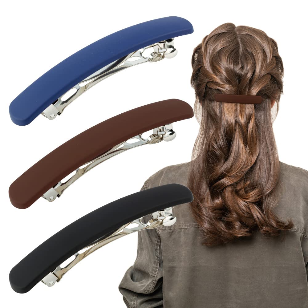 ATODEN Hair Claw Clips for Women - 3Pcs Matte Barrettes for Thin Fine Hair, 3.54" Flat Pins, French Clips for Short Medium Hair, Hair Accessories Beauty & Personal Care Atoden