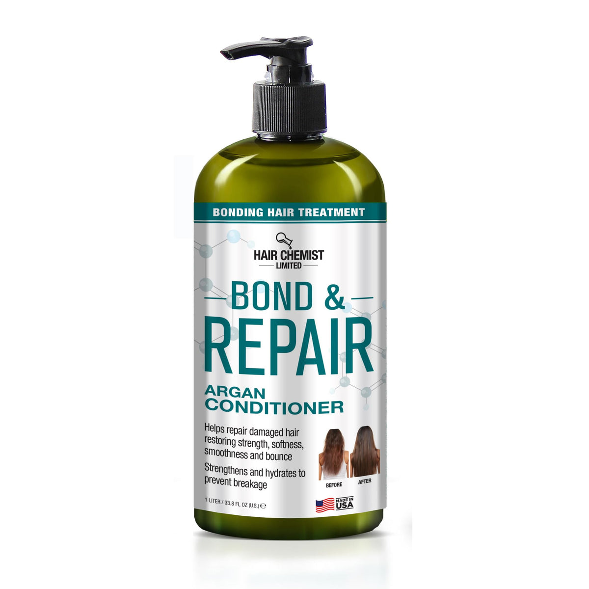 Hair Chemist Bond & Repair Bonding Hair Treatment Argan Conditioner for Damaged Hair 33.8 oz. | Bonding Conditioner for Damaged Hair | Repairing Hair