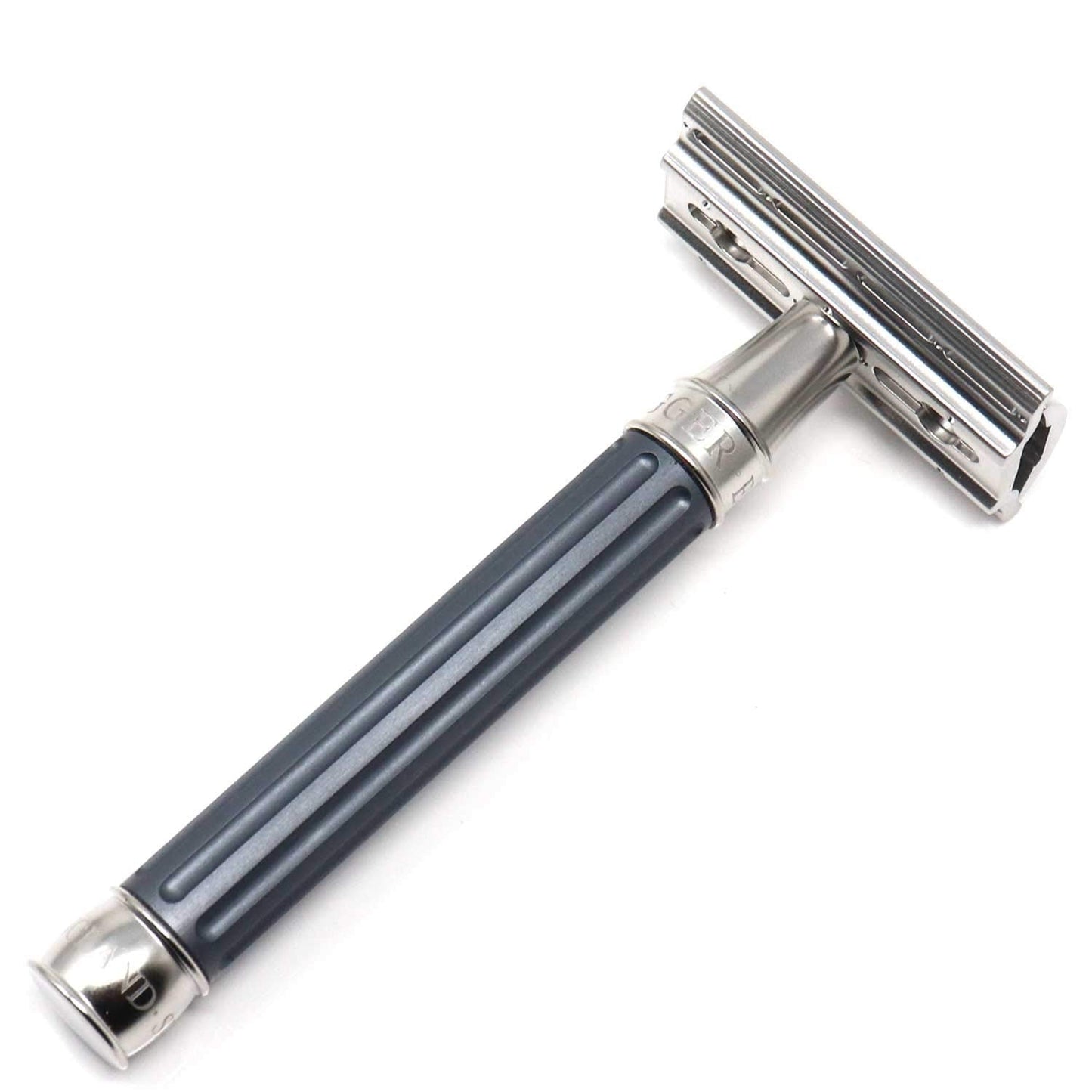 Edwin Jagger 3ONE6 DE Stainless Steel Safety Razor, Grooved, 1x Pack of Feather Razor Blades (Anodized Gun Metal) Beauty and Personal Care Edwin Jagger