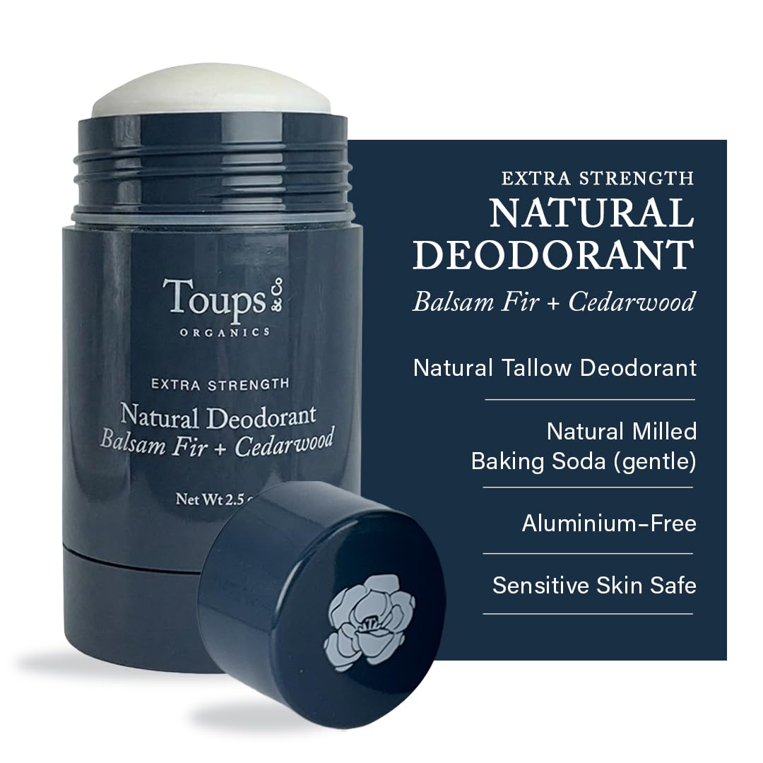 Toups & Co Natural Extra-Strength Deodorant-Balsam Fir & Cedarwood - Aluminum-Free Odor Protection - Grass-Fed Tallow & Magnesium - Baking Soda Beauty and Personal Care Toups and Co