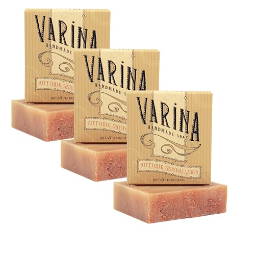 Varina Natural Antique Sandalwood Bar Soap - Gentle Cleansing for Sensitive Skin, Floral - 3 Pack Beauty & Personal Care Varina
