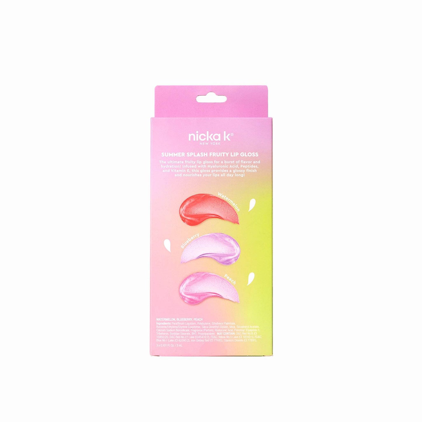 NICKA K NEW YORK Summer Splash Fruity Lip Gloss Set - Watermelon, Blueberry & Peach - Hydrating, Non-Sticky, Long-Lasting Shine (MLGFR2 Summer Splash) Beauty & Personal Care NICKA K NEW YORK
