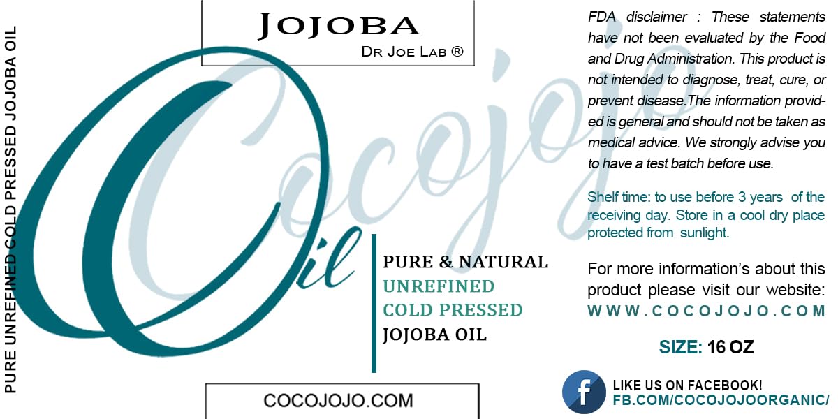 Cocojojo Jojoba Oil Organic, Jojoba Oil for Hair Growth for Skin, Face, 100% Pure Natural, Cold Pressed, Deep Moisturizing Anti-Aging, Essential Oils Beauty & Personal Care cocojojo