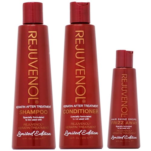 Rejuvenol After Keratin Treatment Shampoo & Conditioner 10oz + Frizz Away Hair Shine Drops "Combo" Beauty & Personal Care Rejuvenol