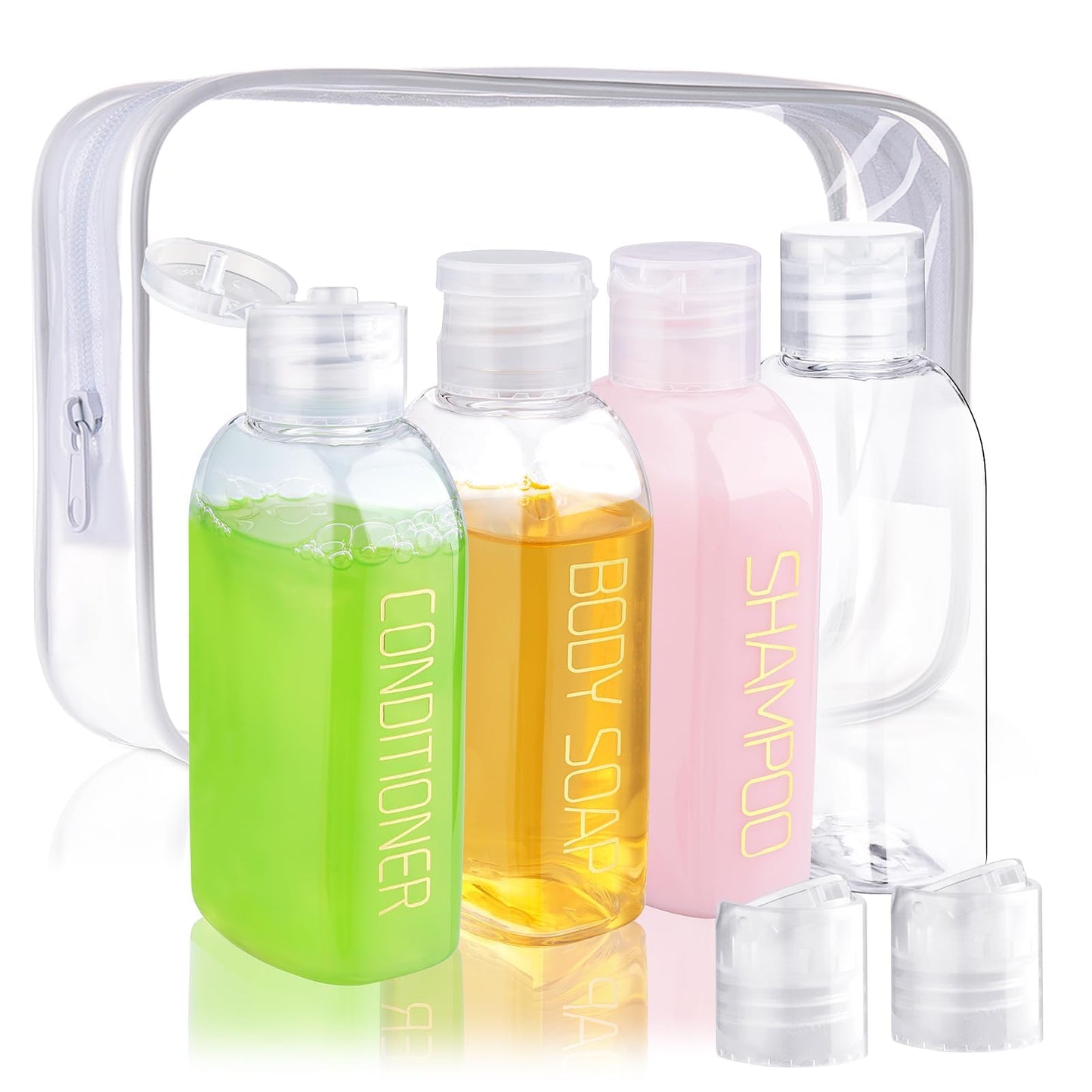 Cosywell Leakproof Squeeze Bottles Travel Kit - 4pc 3.4 oz TSA Approved for Shampoo, Conditioner and Toiletries Beauty and Personal Care Cosywell Default Title