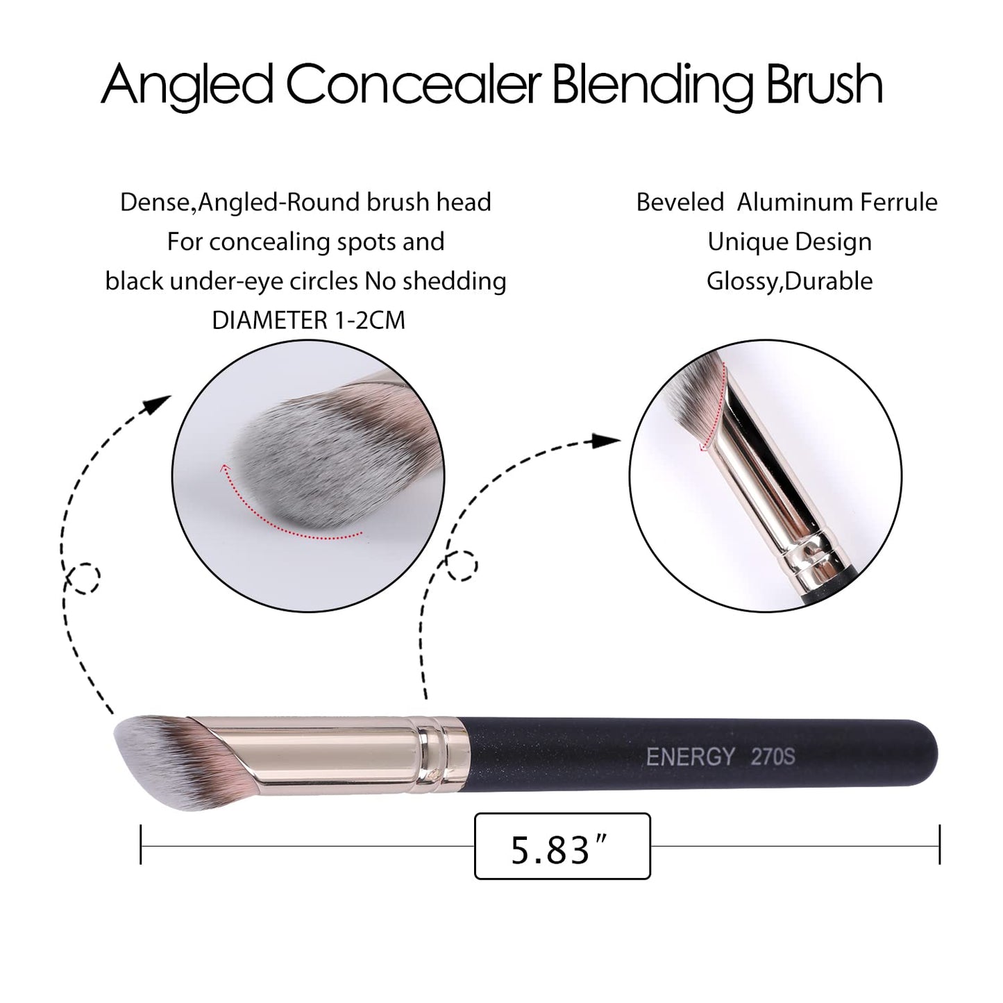 ENERGY Foundation Brushes Set - Angled Brush & Mini Concealer Brush Premium Synthetic Eye Makeup Bushes for Blending Liquid Foundation Cream Powder Beauty & Personal Care ENERGY