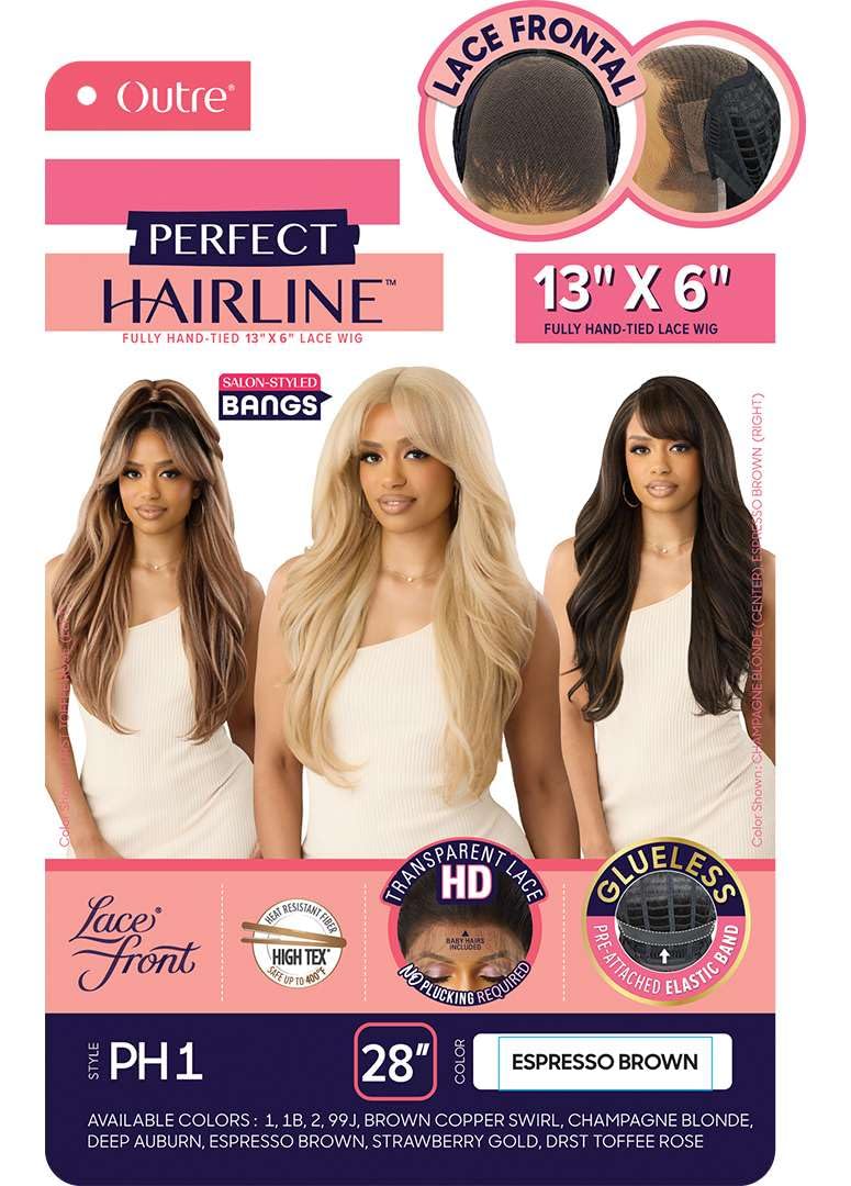 Outre Lace Front Wig -Perfect Hair Line 13X6 - PH 1 (BROWN COPPER SWIRL)