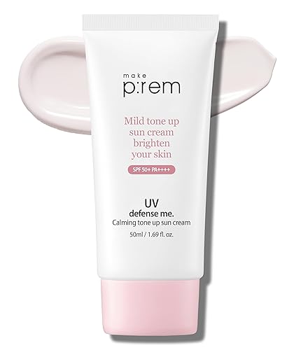 MAKEPREM UVA UVB Defense Me Calamine Calming Sun Cream SPF 50+ PA++++ 1.69 Fl Oz Korean Mineral Sunblock VEGAN Sunscreen Reef-safe Mild Non-Irritating Beauty & Personal Care MAKEP:REM