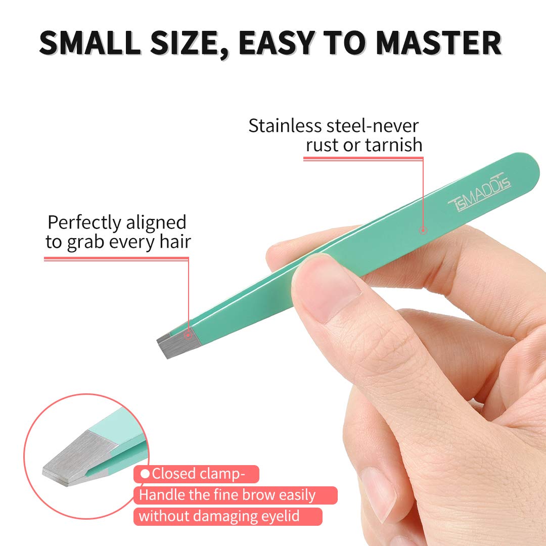 TsMADDTs 6 PCS Tweezers Set for Women, Eyebrow Tweezers with Curved Scissor for Ingrown Hair, Hair Plucking Daily Beauty Tools with Leather Travel Beauty & Personal Care TsMADDTs
