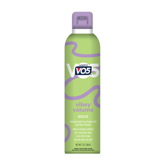 Alberto V05 Vibey Volume Mousse - Volumizing Hair Mousse - with Pro-Vitamin B5 and Rice Protein - Crunch-Free Hold - For Fine and Flat Hair - 7 oz Beauty & Personal Care VO5