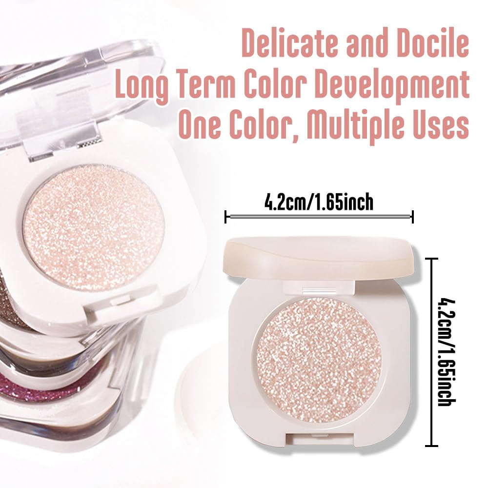 FeiCuiYun Glitter Shimmer Sparkle Eye Shadow Palette Makeup for Older Women, Pearl White Silver Glitter Shimmer Metallic Holographic Iridescent Cream Beauty and Personal Care FeiCuiYun