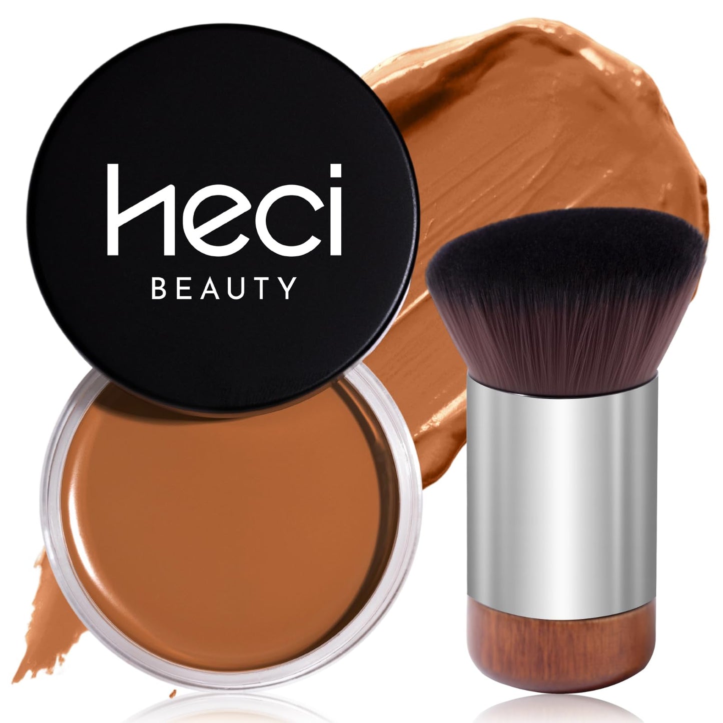 HECI BEAUTY Cream Bronzer with Brush, Creamy & Highly Pigmented Formula, Blendable Cream Contour Makeup with a Natural, Matte Finish - Buildable Beauty & Personal Care HECI BEAUTY