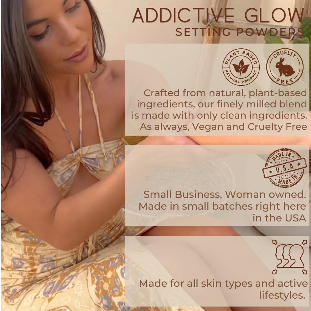 Addictive Glow Post Spray Tan Setting Powder - Translucent Plant Based Finishing Powder - Eliminates Sticky Feeling after Sunless Tanning - Matte Beauty & Personal Care Addictive Cosmetics
