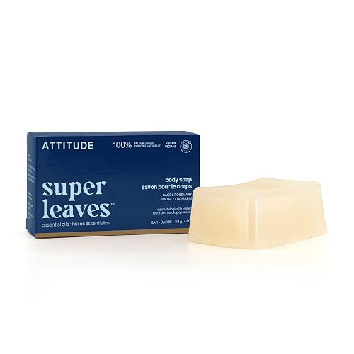 ATTITUDE Body Soap Bar, Natural Origin,Protects and Softens Dry Skin, Coconut & Olive Oils, For Men and Women, EWG verified & Vegan, Sage & Rosemary Beauty & Personal Care BIO SPECTRA ATTITUDE