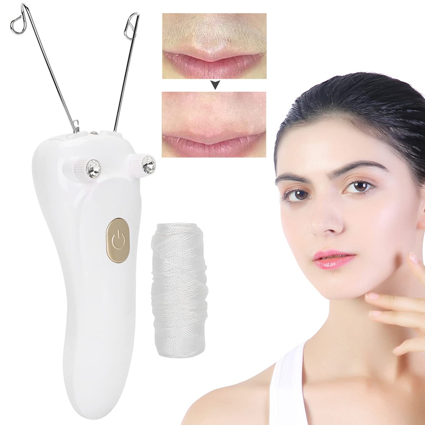 NOENNULL Electric USB Threading Epilator Hair Remover - Rechargeable Facial Hair Remover for Women & Men, Portable Cotton Thread Epilator with USB Beauty and Personal Care NOENNULL