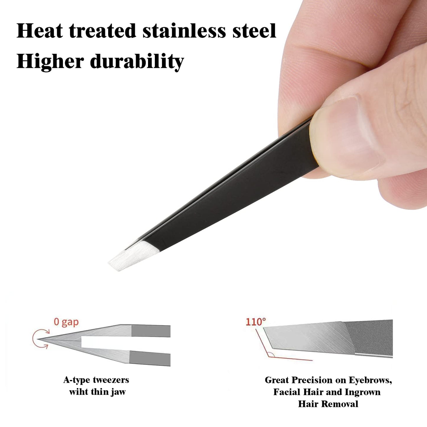 FIVETAS Stainless Steel Tweezers for Eyebrows-Slant Tweezer with Case for Women&Man,Great Precision on Brow,Facial Hair and Ingrown Hair Beauty & Personal Care FIVETAS