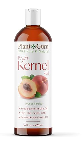 Peach Kernel Oil 16 fl. oz. Cold Pressed 100% Pure & Natural Carrier - Ideal for Skin, Face, Body, and Hair Moisturizer. Great for DIY Creams Beauty & Personal Care Plant Guru