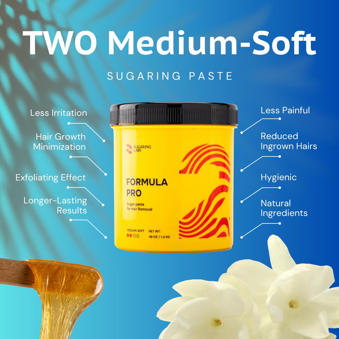 Sugaring Paste FORMULA PRO for Hair Removal SOFT-MEDIUM for Legs, Arms, Facial Hairs, Sugar Wax Kit 49oz / 3lb Beauty and Personal Care Sugaring Labs