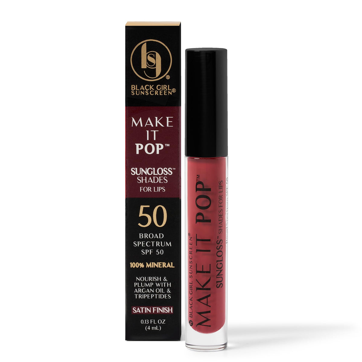 BLACK GIRL SUNSCREEN - Make It Pop Sungloss - Revolutionary Sun Protection and Gloss in One - SPF 50 (Cherry Noir)