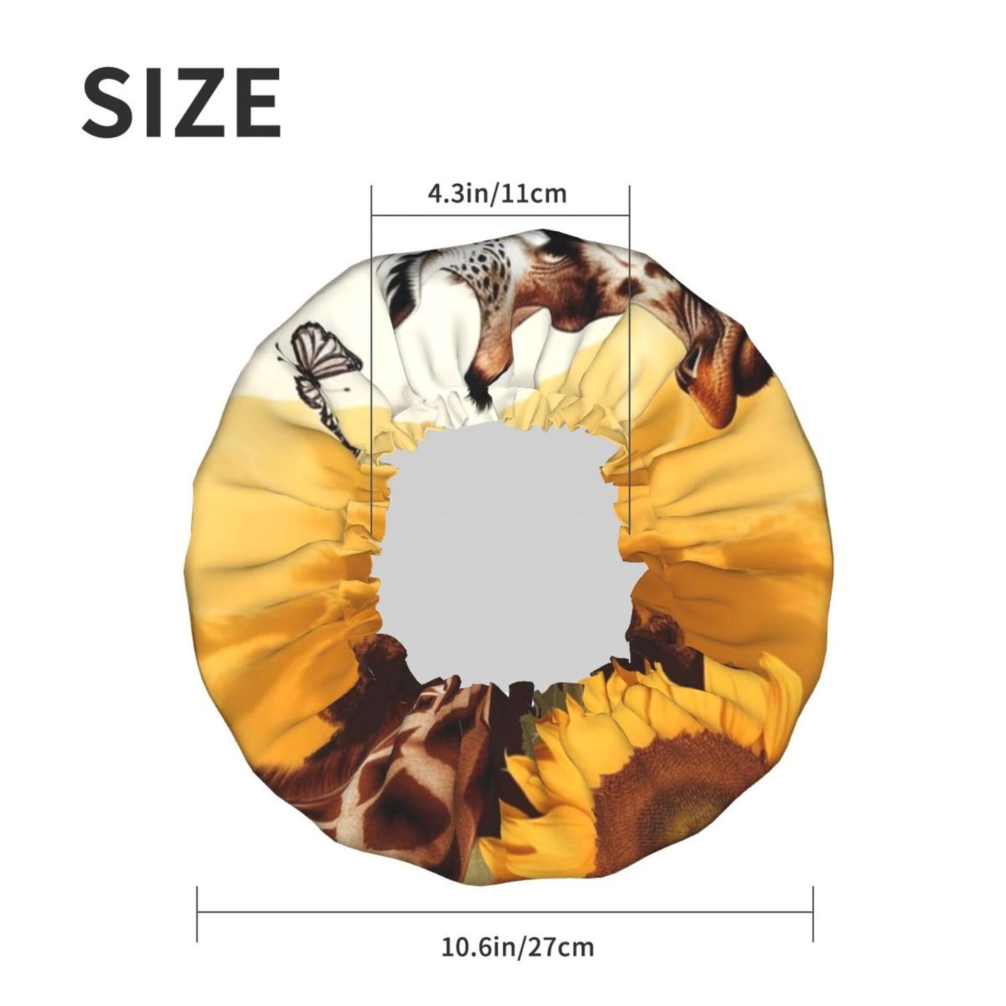 Giraffe and sunflower Shower Cap for Women Men Large Reusable Shower Bonnet Double-Layer Waterproof Bath Caps Elastic Band Hair Hat for All Beauty and Personal Care BWLHJKE