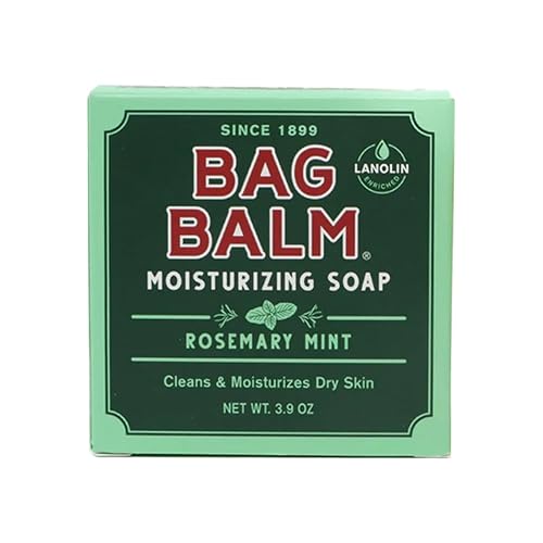 Bag Balm Moisturizing Bar Soap - Gentle Soap for Dry Skin with Lanolin - Hand & Body Cleansing Balm - Rosemary & Mint Scented Sensitive Skin Bar Soap Beauty & Personal Care Bag Balm