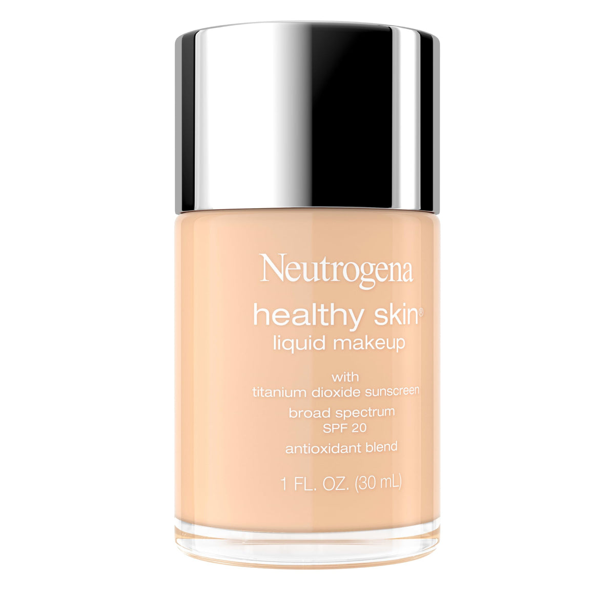 Neutrogena Healthy Skin Liquid Foundation Makeup Broad Spectrum SPF 20 Sunscreen, Medium Coverage, Vit B5, Antioxidants, All Day Wear, True Beige Beauty & Personal Care Neutrogena