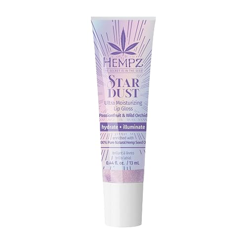 Hempz Star Dust Lip Gloss, Iridescent Glow Shimmer, Passionfruit and Wild Orchid, Hydrating Balm .44 oz. Beauty & Personal Care Hempz