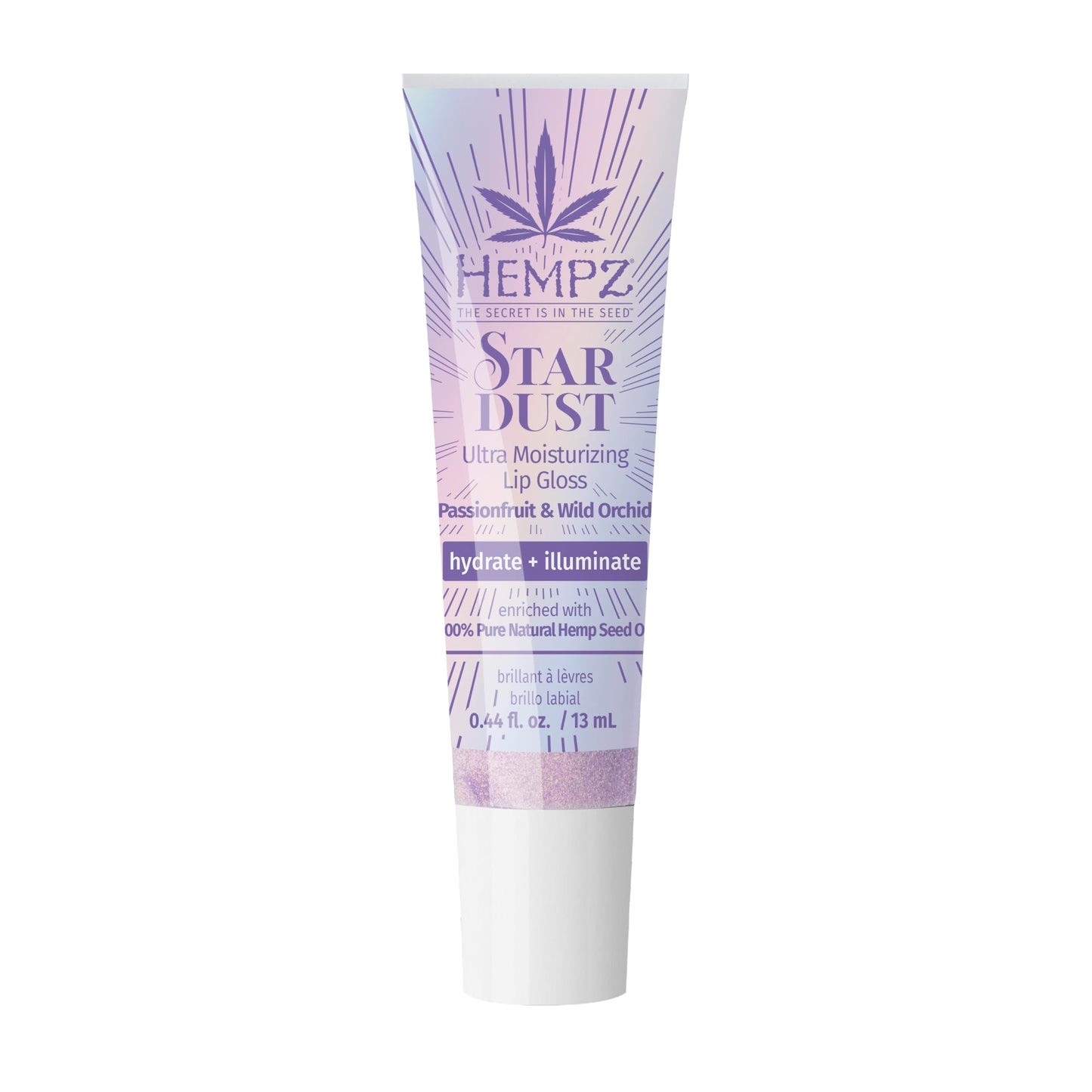 Hempz Star Dust Lip Gloss, Iridescent Glow Shimmer, Passionfruit and Wild Orchid, Hydrating Balm .44 oz. Beauty & Personal Care Hempz