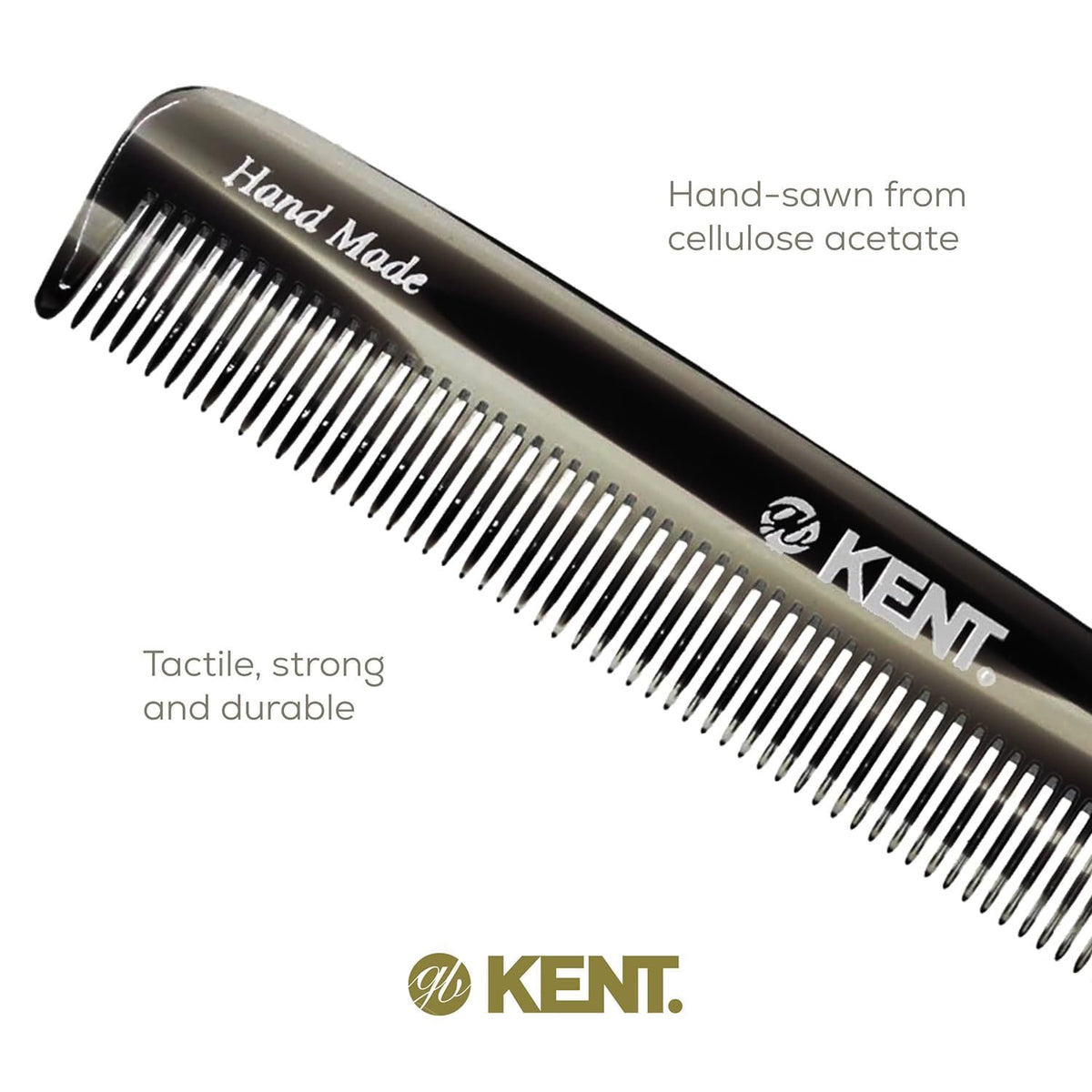 Kent F3T Black Graphite Fine Tooth Comb - Hair Parting and Straightening Comb for Men's & Women's Dandruff Remover, Saw Cut and Hand Polished Made in