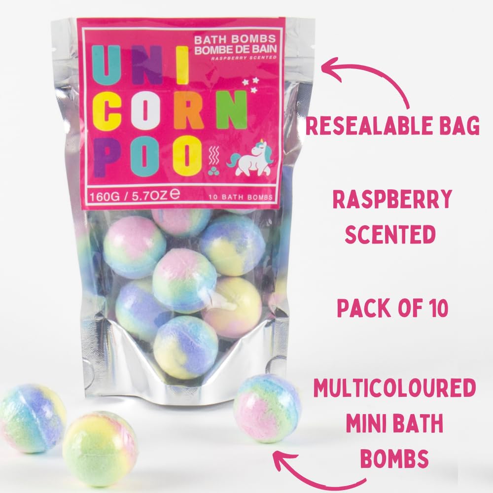 Gift Republic Unicorn Poo Bath Bombs Raspberry Scented Mini Colourful Bath Bombs for Kids Fun Bathtime Fizzies Pampering Gift Set Beauty and Personal Care Gift Republic