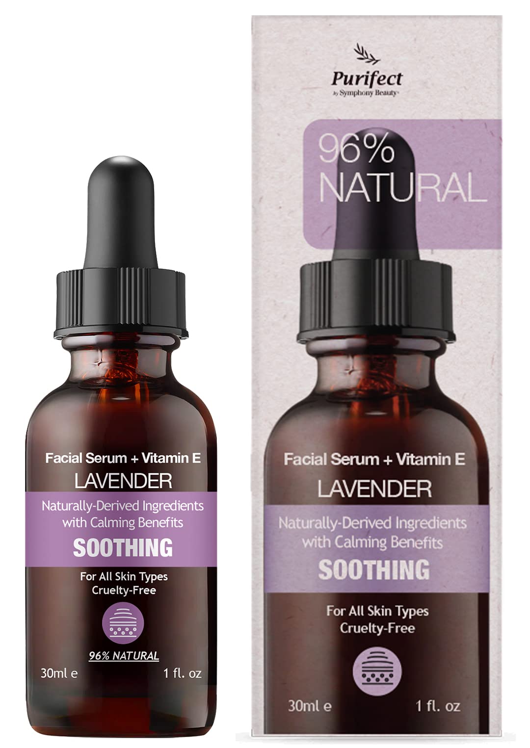 Purifect Lavender Soothing Botanical Facial Oil Serum - Calming Moisturizer with Vitamin E & Squalane, Infused with Botanical Oils to Rejuvenate Beauty & Personal Care Purifect by Symphony Beauty