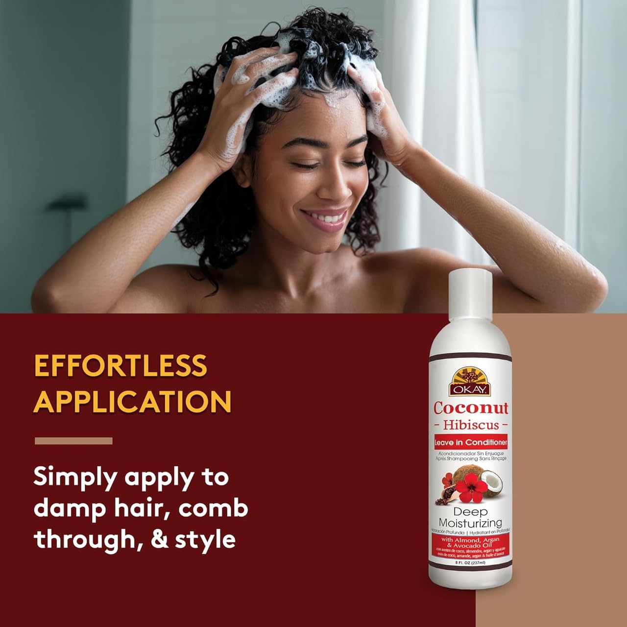 OKAY | Coconut Hibiscus Leave-In Conditioner | For All Hair Types & Textures | Restore - Hydrate - Strengthen | With Almond, Argan & Avocado Oil | Beauty & Personal Care OKAY