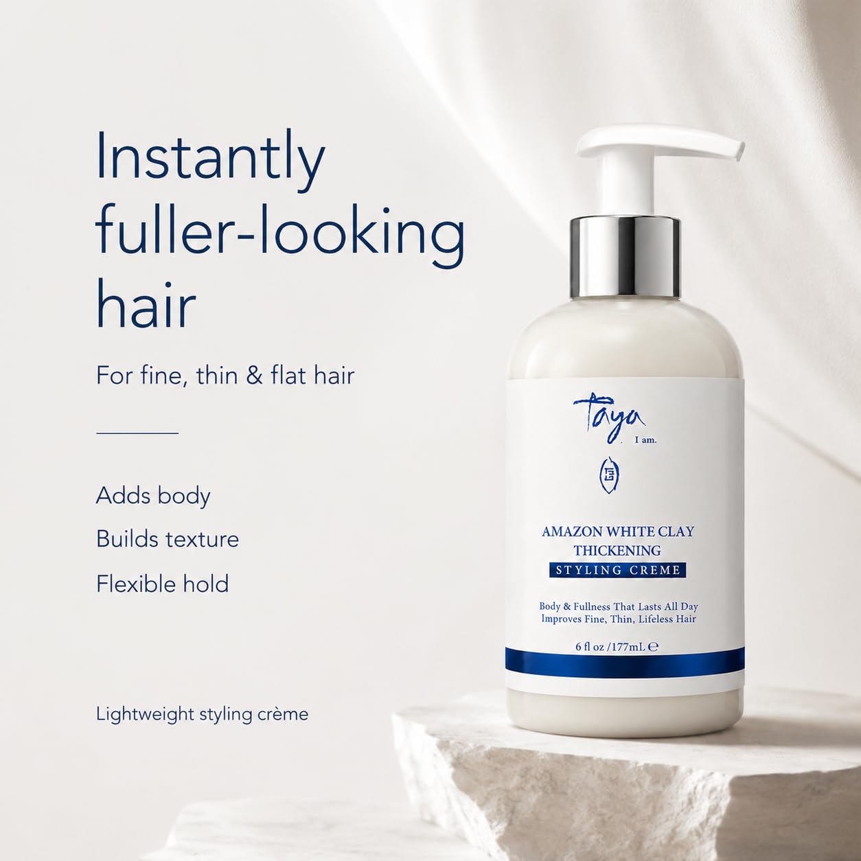 Taya Amazon White Clay Thickening Crème - Weightless Styling Cream for Fuller Hair - Sulfate and Paraben Free Natural Hair Care for Women (6 fl oz) Beauty & Personal Care TAYA I AM.