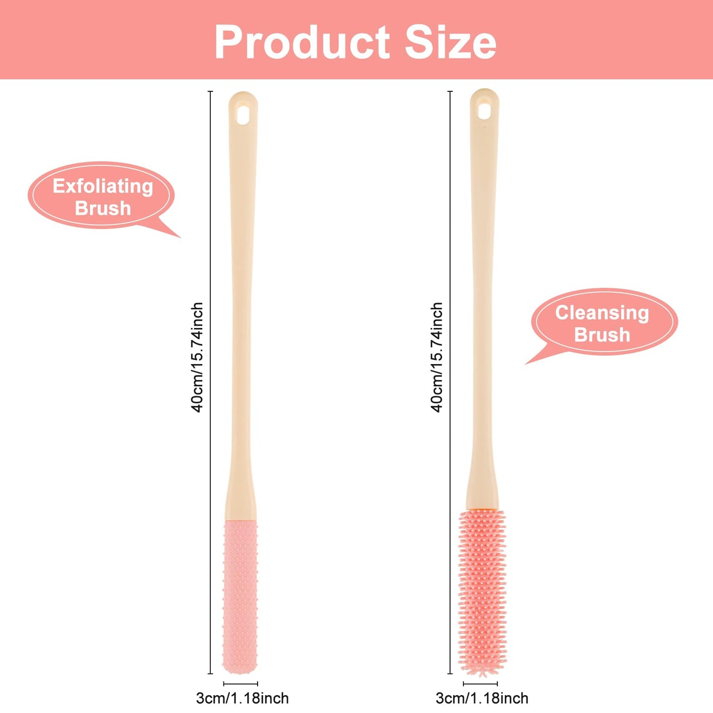 2 Pack Toe Cleaning Brush 15.7" Long Handle Soft Rubber Toe Scrubber Brush Portable Foot Brushes Feet Cleaner Scrub in Shower Foot Lotion Applicator Beauty and Personal Care KarHoeGern